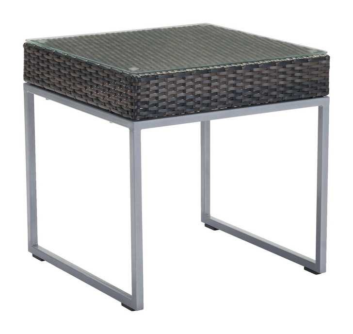 Malibu Side Table Brown & Silver, Rattan