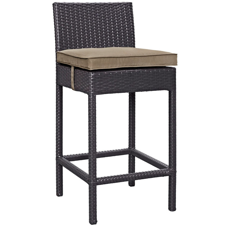 Convene Outdoor Patio Fabric Bar Stool, Brown, Rattan 9622