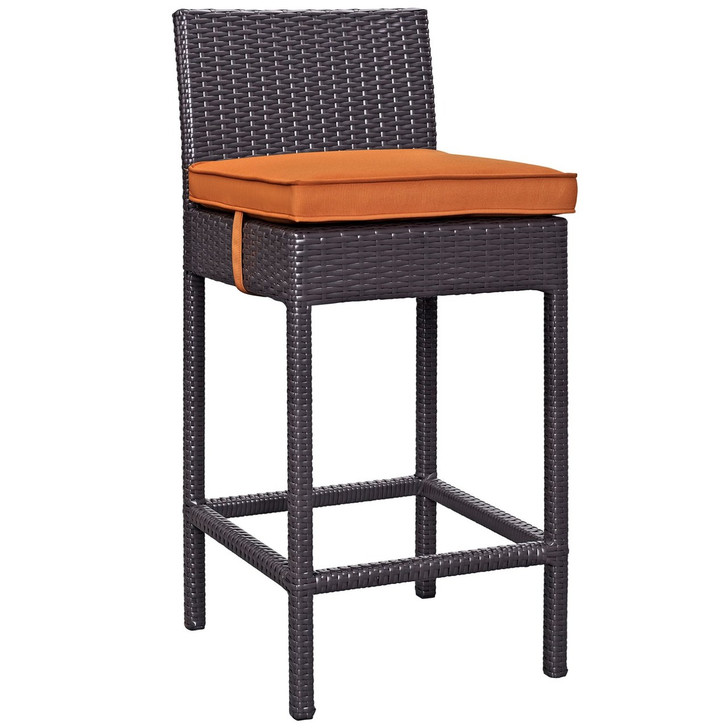 Convene Outdoor Patio Fabric Bar Stool, Orange, Rattan 9623