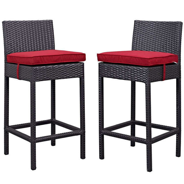 Lift Bar Stool Outdoor Patio Set of 2, Red, Rattan 9634