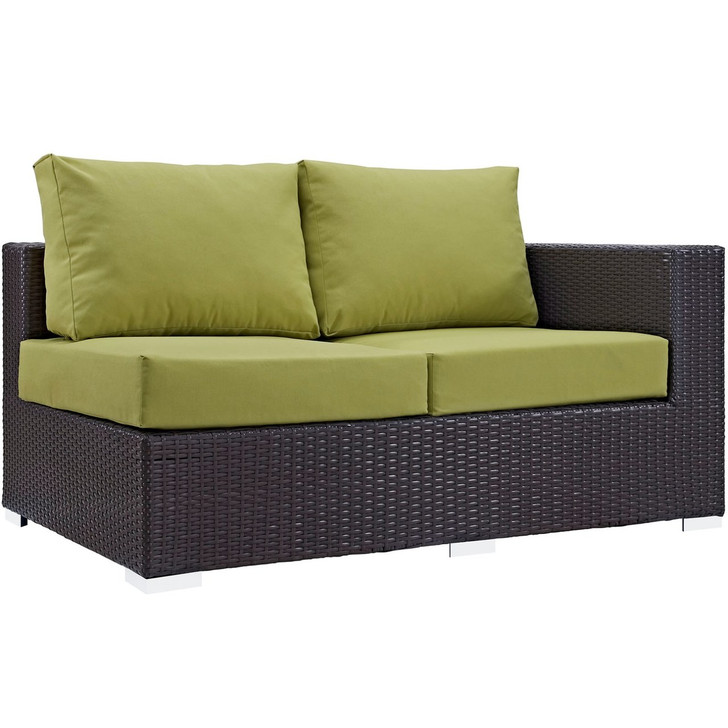 Convene Outdoor Patio Right Arm Loveseat, Green, Rattan 9683