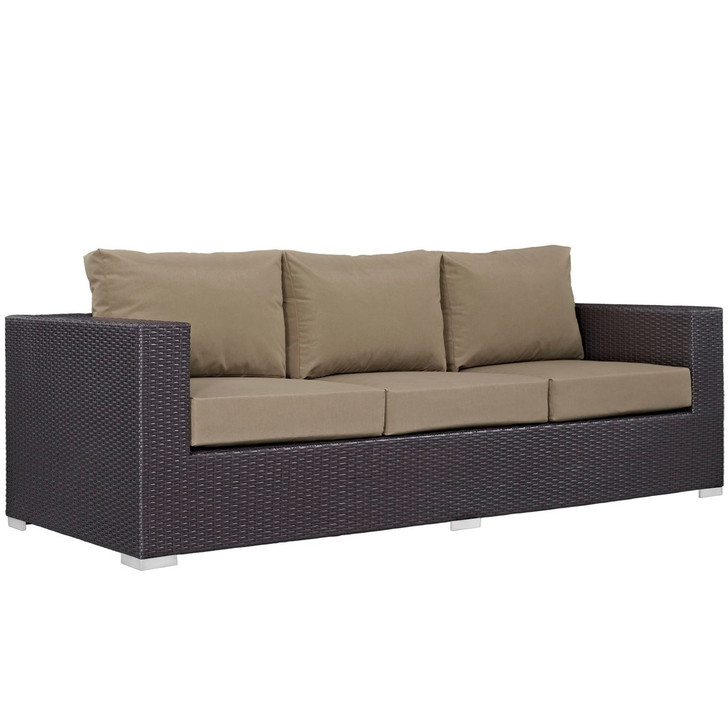 Convene Outdoor Patio Sofa, Brown, Rattan 9702