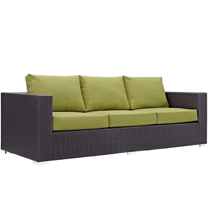 Convene Outdoor Patio Sofa, Green, Rattan 9704