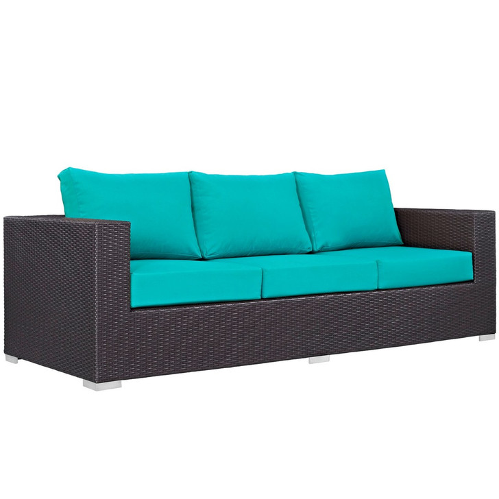 Convene Outdoor Patio Sofa, Blue, Rattan 9706