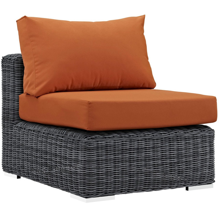 Summon Outdoor Patio Sunbrella Armless, Orange, Rattan 9770