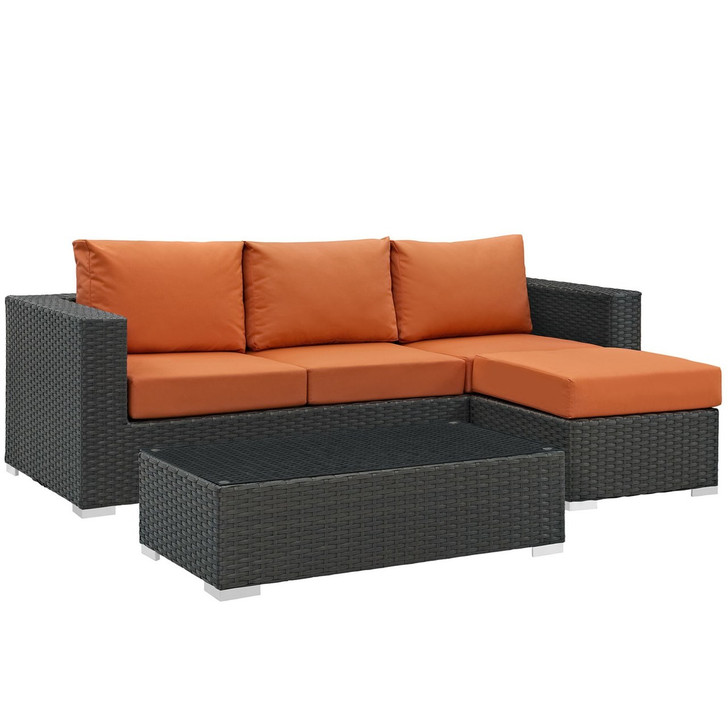 Sojourn Sectional Sofa Set , Orange, Rattan 9827