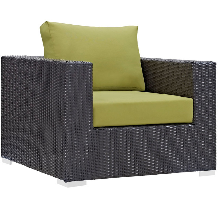 Convene Outdoor Patio Armchair, Green, Rattan 9872