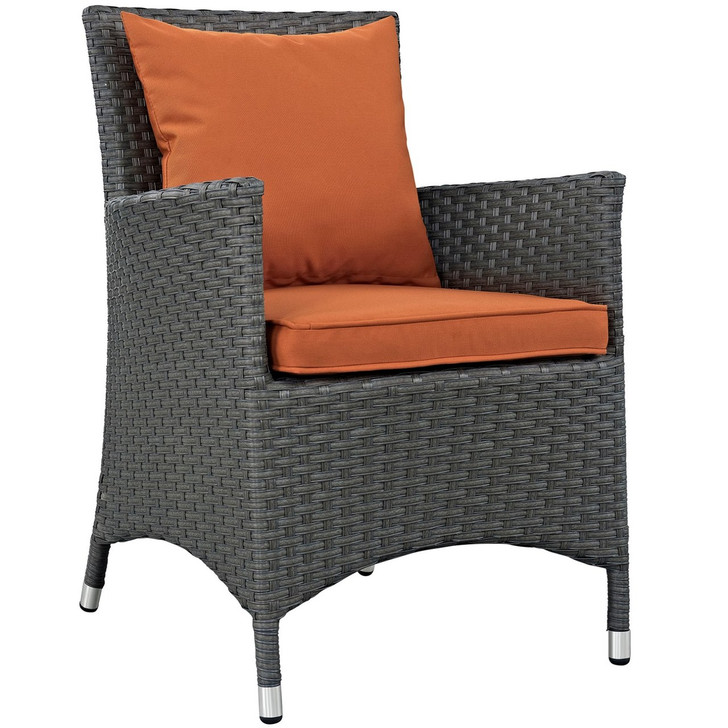 Sojourn Dining Outdoor Patio Sunbrella Armchair, Orange, Rattan 9916