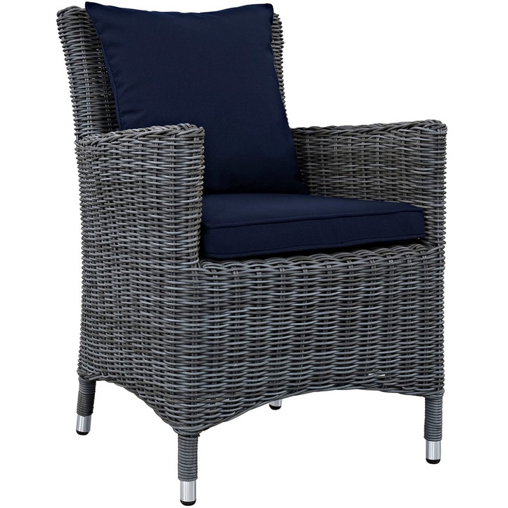 Summon Dining Outdoor Patio Sunbrella Armchair, Navy, Rattan 9926