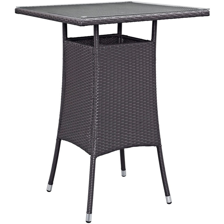 Convene Small Outdoor Patio Bar Table, Brown, Rattan 9948