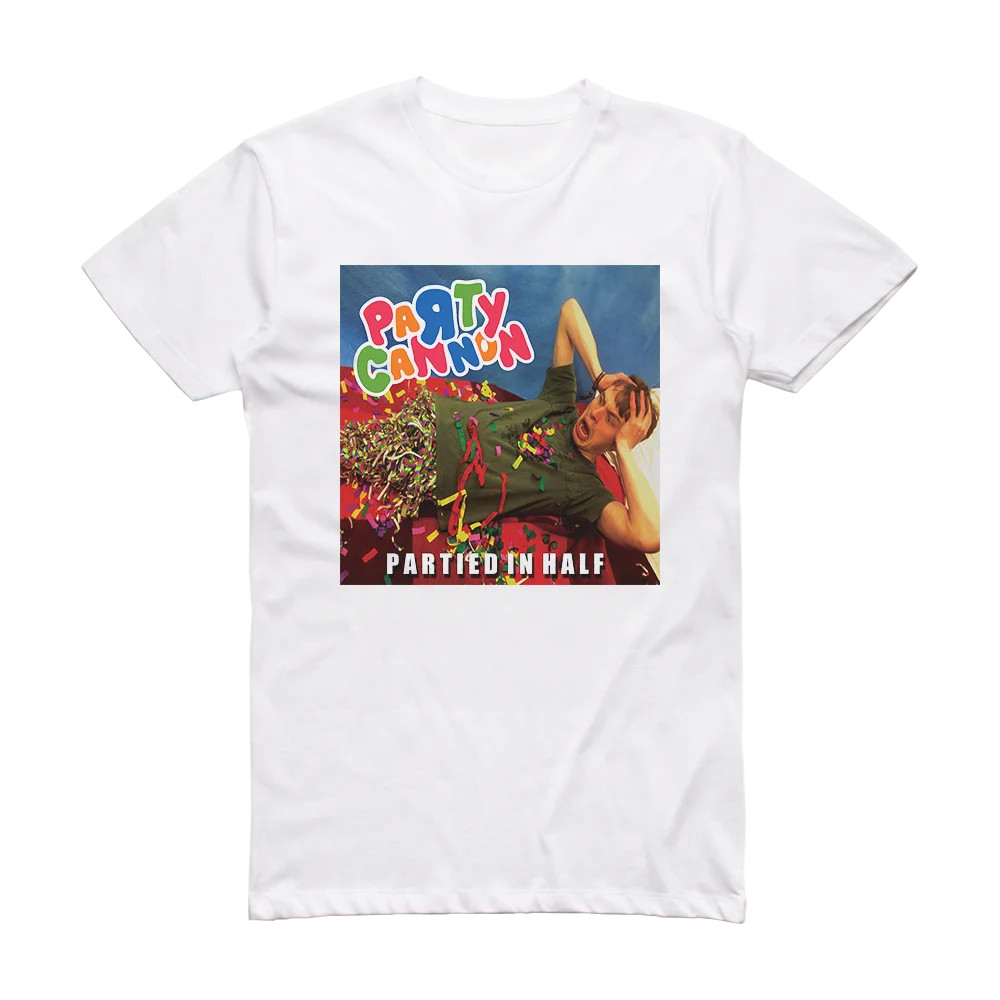 Party Cannon Partied In Half 1 Album Cover T-Shirt White