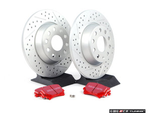 Performance Rear Brake Service Kit - (286x12) ECS Cross Drilled & Slotted Rotors & EBC Redstuff Pads