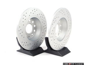 Performance Rear Brake Service Kit - (286x12) ECS Cross Drilled & Slotted Rotors & EBC Redstuff Pads