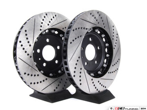 Front & Rear Cross Drilled & Slotted 2-Piece Brake Rotor Set