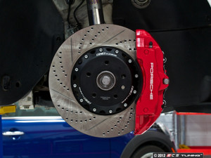 Front Big Brake Kit - Stage 5 - 2-Piece Cross-Drilled & Slotted Rotors (352x32) - With Red Calipers