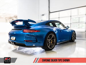 AWE Tuning Porsche 991 GT3 / RS Center Muffler Delete -- Chrome Silver Tips