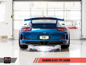 AWE Tuning Porsche 991 GT3 / RS Center Muffler Delete -- Diamond Black Tips