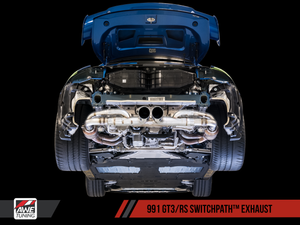 AWE Tuning Porsche 991 GT3 / RS SwitchPath Exhaust -- Diamond Black Tips