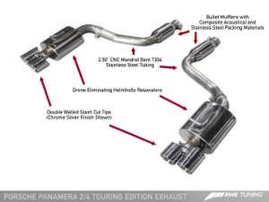 AWE Tuning Panamera 2/4  Touring Edition Exhaust (2011-2013) -- With Chrome Silver Tips