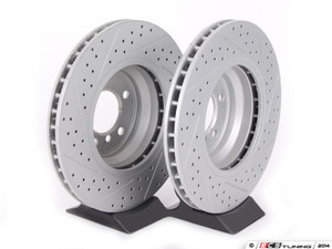Front Cross Drilled & Slotted Brake Rotors - Pair (348x30)