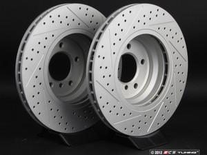 Front Cross Drilled & Slotted Brake Rotors - Pair (348x30)