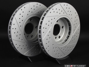 Front Cross Drilled And Slotted Brake Rotors - Pair (356x36)