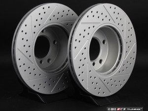 Front Cross Drilled & Slotted Brake Rotors - Pair (312x24)