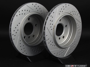 Rear Cross Drilled & Slotted Brake Rotors - Pair (320x22)