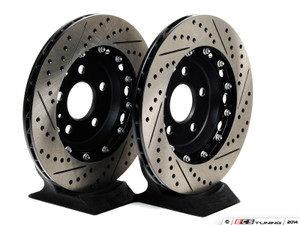 Rear Cross-Drilled & Slotted 2-Piece Semi-Floating Brake Rotors - Pair (310x22)