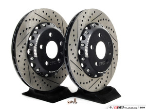 Rear Cross-Drilled & Slotted 2-Piece Semi-Floating Brake Rotors - Pair (310x22)
