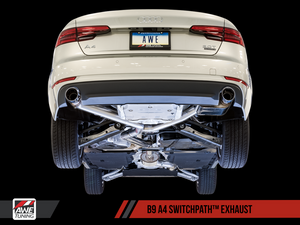 AWE Tuning B9 A4 SwitchPath Exhaust, Dual Outlet - Chrome Silver Tips (includes DP and SwitchPath Remote)