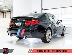 AWE Tuning BMW F3X 340i / 440i Touring Edition Axle Back Exhaust -- Chrome Silver Tips (102mm)