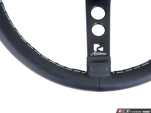 Rennline Leather Steering Wheel - Black Spokes & Black Horn Ring