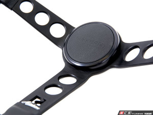 Rennline Alcantara Steering Wheel - Black Spokes & Black Horn Ring