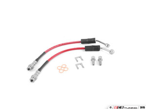 MK8 Golf R Exact-Fit Stainless Steel Brake Line Kit - Front & Rear Set - Red