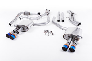Milltek Cat Back Non-Resonated (Louder) with Quad GT-90 Burnt Titanium Trims