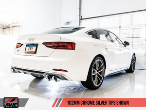 AWE Audi B9 S5 Sportback Track Edition Exhaust - Non-Resonated (Silver 102mm Tips)