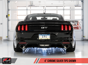 AWE S550 Mustang GT Cat-back Exhaust - Track Edition (Chrome Silver Tips)
