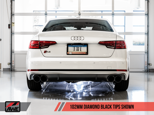AWE Tuning Audi B9 S4 Track Edition Exhaust - Non-Resonated (Diamond Black 102mm Tips)