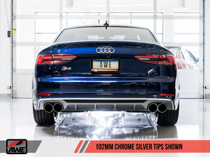 AWE Tuning Audi B9 S5 Coupe Touring Edition Exhaust (Chrome Silver 102mm Tips)
