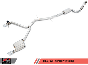 AWE Tuning B9 A5 SwitchPath Exhaust, Dual Outlet - Chrome Silver Tips (includes DP and SwitchPath Remote)