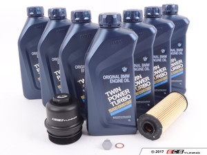 0W-30 Genuine BMW Oil Change Kit - With ECS Aluminum Oil Filter Cap