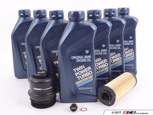 0W-30 Genuine BMW Oil Change Kit - With ECS Magnetic Drain Plug And Aluminum Oil Filter Cap