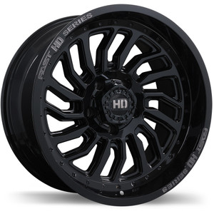 D-STRUCT 20x10.0 5x139.7mm -15 77.8mm | Gloss Black with Grey Miling Finish