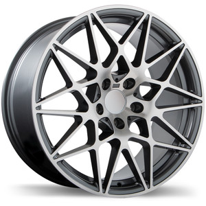 R208 19x9.5 5x120mm +40 72.6mm | Gloss Gunmetal with Machined Face Finish