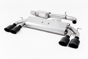 Milltek Non-Valved Race System. Resonated (Quieter). Cerakote Black Oval Tips