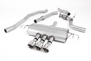 Milltek Non-Resonated (Louder) Cat-Back Exhaust with 3 x Polished GT-100 Tips - Honda / Acura Civic Type R FK8 2.0 i-VTEC (Both OPF/GPF & Non OPF/GPF Models)