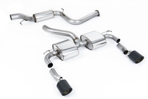 Milltek Resonated (Quieter) Cat-Back Exhaust with Jet-115 Carbon Tips - Ford Focus MK2 RS 2.5T 305PS