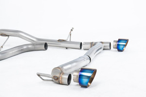 Milltek Non-Resonated (Louder) GPF/OPF Back with Burnt/Blue Titanium GT-100 Tips (Requires Maxton Diffuser) - Ford Fiesta Mk8 1.0T EcoBoost ST-Line 3 & 5 Door (155ps Hybrid OPF/GPF Models Only) - Maxton Designs Dual Outlet Kits