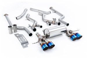Milltek Non Resonated Cat-Back with GT-115 Burnt/Blue Titanium Trims (Removes Secondary Cats)
